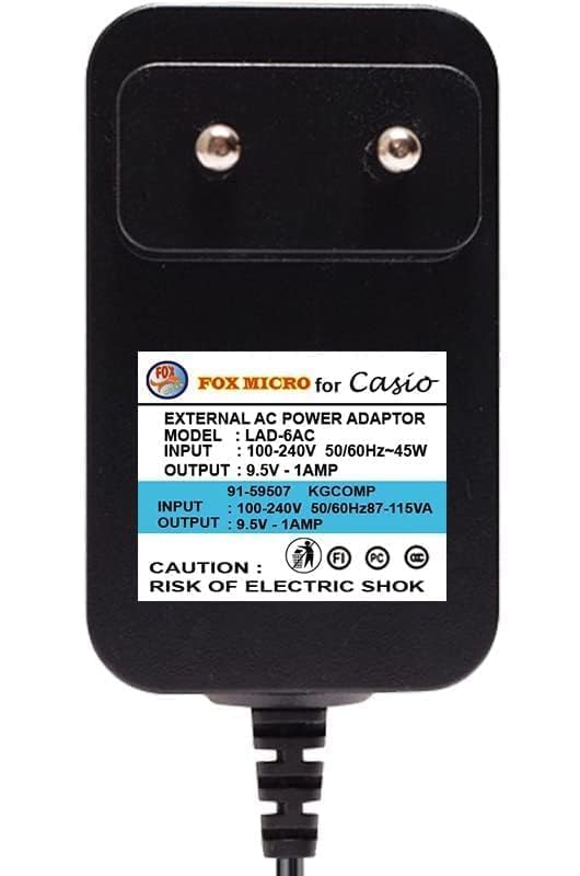 FOX MICRO 9.5V Power Supply for Casio CTK-2550, CTK-3500, CT
